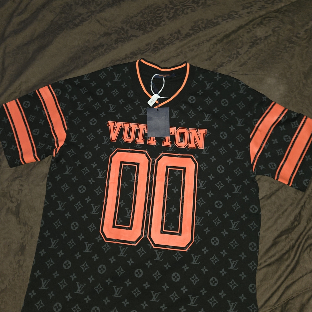 Louis Vuitton Black and Orange Logo T-Shirt